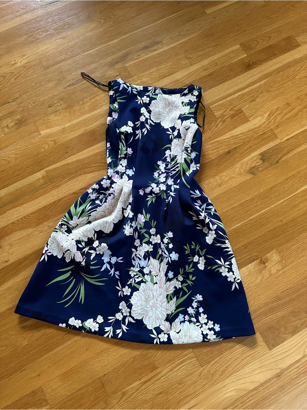 Vince Camuto Navy Floral Fit-and-Flare Dress